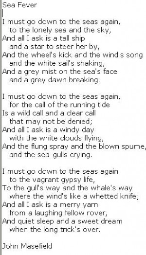... John Masefield, Tall Ship Quote, Masefield Poetry, Poems Quotes, Poems
