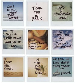feelings, life, love, pictures, polaroid, polraoids, text, typography ...