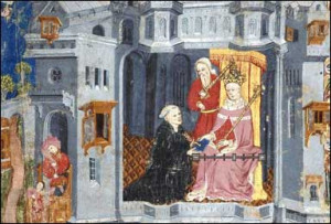 Lydgate presenting his work to King Henry V.