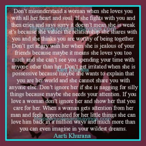 Never Misunderstand A Woman Who Loves You