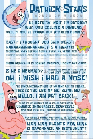 SPONGEBOB SQUAREPANTS – patrick quotes Poster | Sold at Europosters