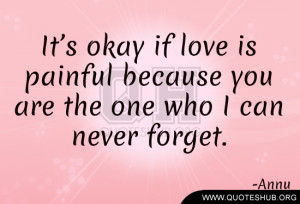... love is painful because you are the one who I can never forget. -Annu