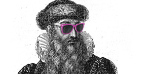 Johannes Gutenberg wearing fantastic purple shades