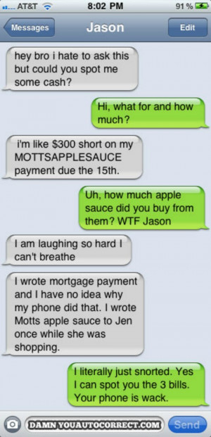 Funniest Auto Correct: Motts Apple Sauce
