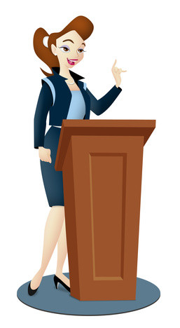 Speaker at Podium Cartoon