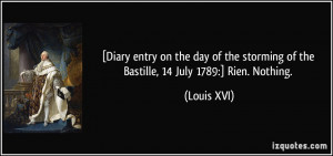 ... storming of the Bastille, 14 July 1789:] Rien. Nothing. - Louis XVI