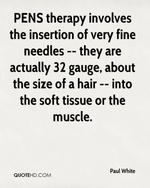 PENS therapy involves the insertion of very fine needles -- they are ...