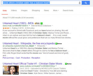 ... movie might be, “Movie where Christian Slater has a baboon heart