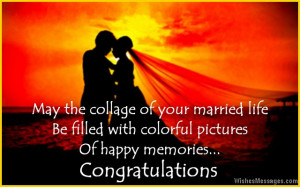Beautiful congratulations message for a wedding card