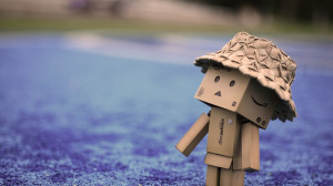 danbo cardboard robot with hat hd wide wallpaper 1366x768 jpg