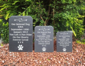 ... Slate Pet Dog Memorial Grave Marker Headstone 3 Sizes Available