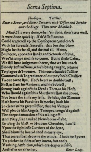 Macbeth's soliloquy from the First Folio (1623)