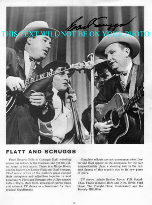 AUTOGRAPHED PHOTO EARL SCRUGGS AUTOGRAPH EARL SCRUGGS SIGNED PICTURE