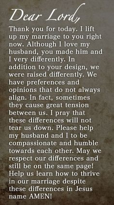 lift up my marriage to you right now. Although I love my husband ...