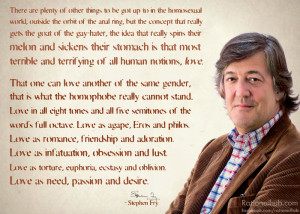 Closing with a Stephen Fry quote is coming fairly easily lately.