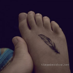 Small Feather Tattoo On Foot