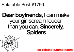 LOL funny true so true spiders teen quotes relatable spider funny joke ...