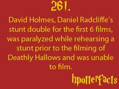 Harry Potter Facts #261: David Holmes, Daniel Radcliffe's stunt double ...