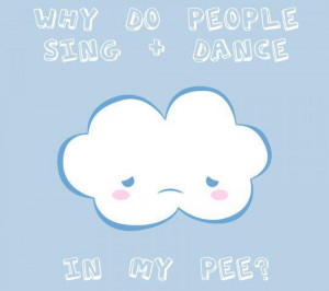 blue, cloud, cute, funny, kawaii, pee, rain, white