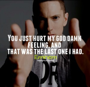 You just hurt my god damn feeling, and that was the last one I had.