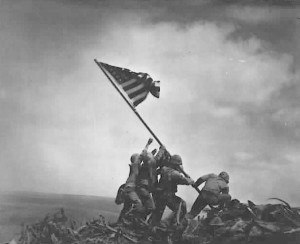 Flag raising on Iwo Jima. (NWDNS-80-G-413988)