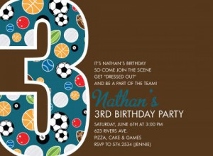 3rd Birthday Sports Chocolate Birthday Invitations