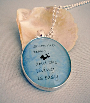 Summer Time song lyric quote pendant, blue, butterflies, relax one of ...