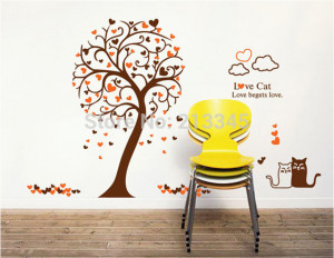 new love cat love begets love wall stickers art murals decorative love ...