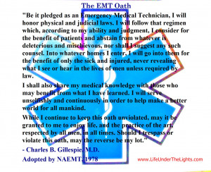 The EMT Oath as adopted by the NAMET