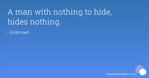 man with nothing to hide, hides nothing.