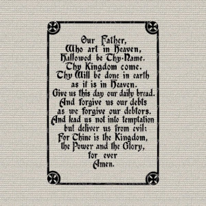 Christian Religious Bible Quote Lords Prayer Gothic Script Printable ...