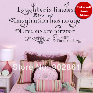 ]-56x97cm(22x38in) Laughter is Timeless Tinkerbell Fairy Kids Quote ...