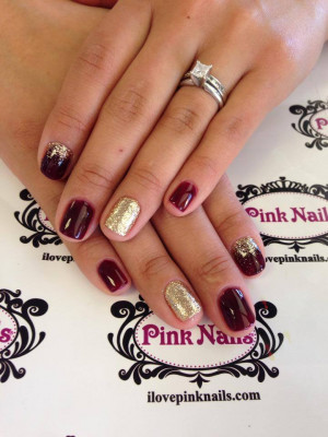 burgundy and gold nail designs