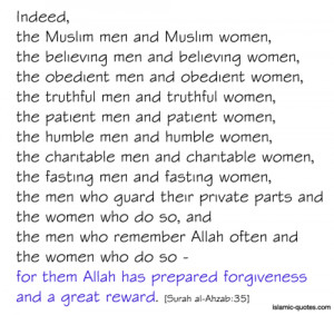 For them allah’s forgiveness & great reward