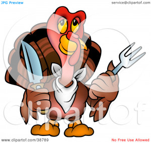 Cartoon Turkey Bird Holding