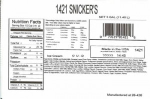 Snickers Bar Nutrition Facts Label