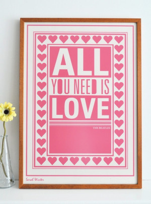 frame, love, pink, quote, the beatles