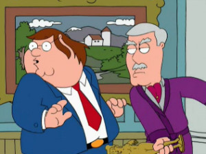... Pewterschmidt hitting Peter in the head on their first encounter