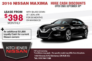 Kitchener Nissan, Ontario | Save on the all-new 2016 Nissan Maxima ...