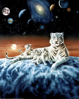 Celestial White Tigers Art Print POSTER space astronomy Lámina ...