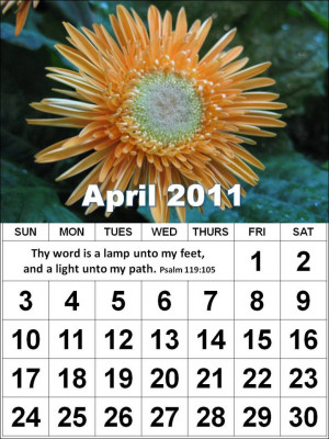 ... this Free Christian Monthly Calendar 2011 April with Bible verses