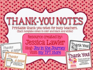Thank-You Notes from Teachers to Students or Families