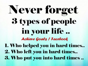 Never forget 3 types of people in your life: ...