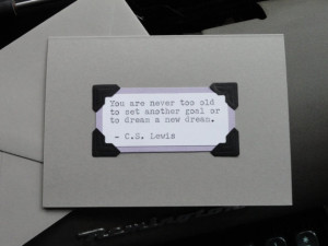 LEWIS quote, gray w/lilac trim, folded notecard, Remington ...