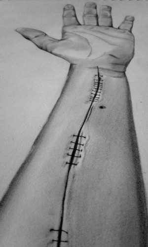alone, anorexia, arm, arm cut, cut, cut drawing, cutting, drawing ...