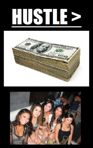 The second part of the line “put my hustle over all ” is a play on ...