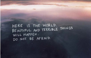 ... And Terrible Things Will Happen,Do Not Be Afraid ~ Fear Quote