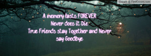 memory lasts FOREVER.Never does it DieTrue Friends stay Together and ...
