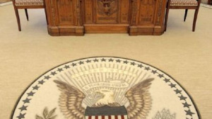 ... the Oval Office has inspirational quotes woven along the outside edge