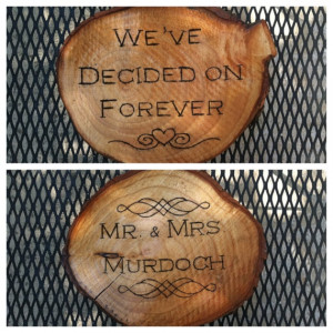 Order a custom wood burned tree stump or plaque for your wedding or ...